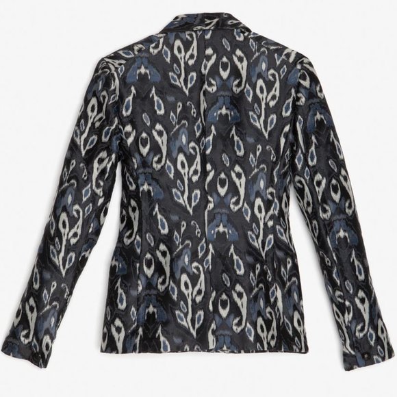 RAG & BONE Silver Ikat Brocade Jacquard Blazer Tuxedo Jacket sz 0 Women's Tux - Picture 4 of 14